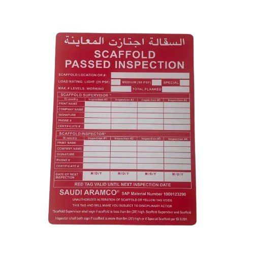 Scaffolding Tags Aramco Approved